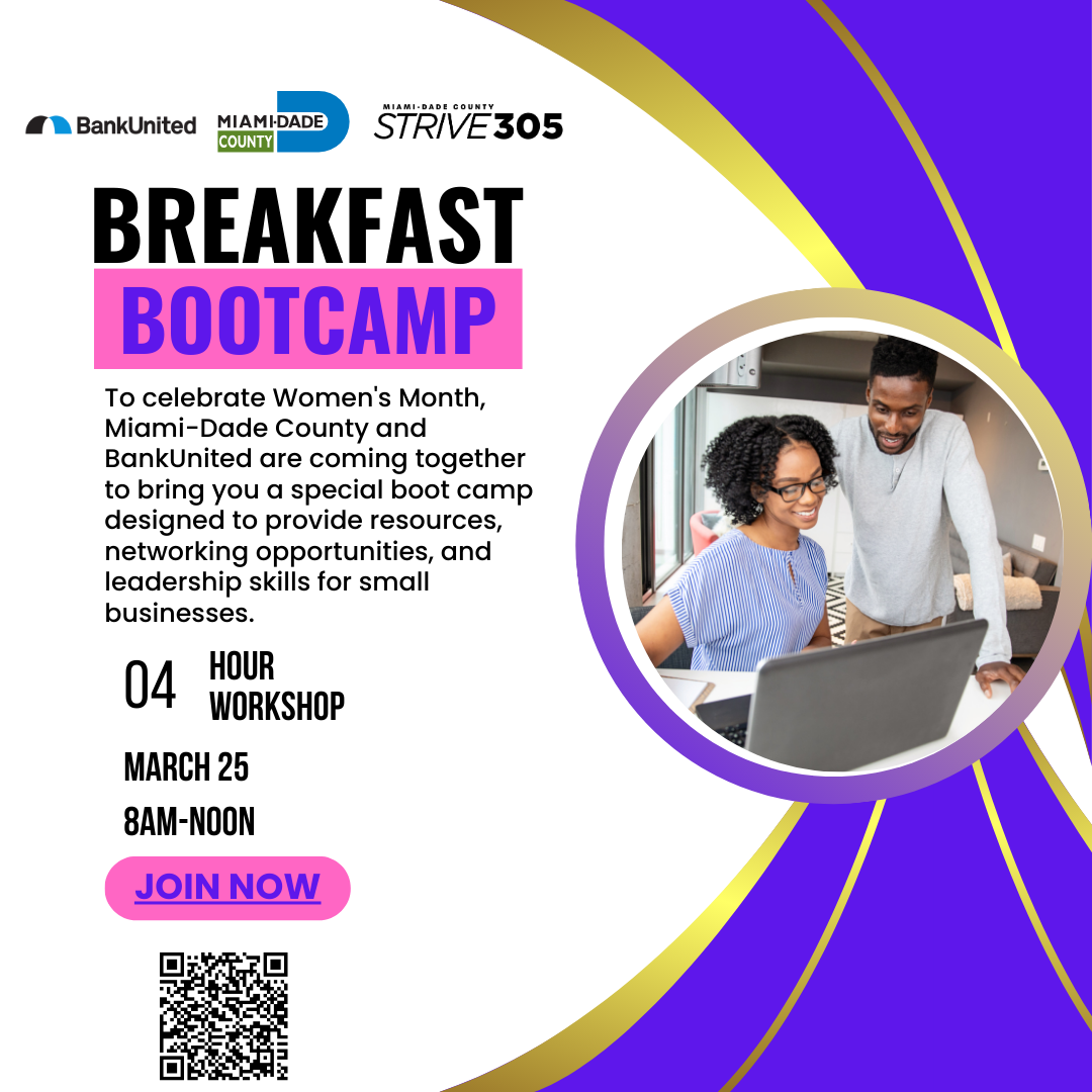 Flyer breakfast bootcamp by Miami-Dade County and BankUnited